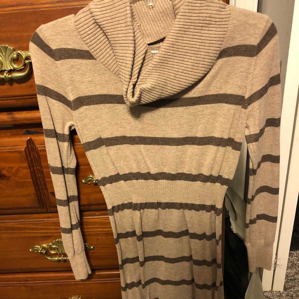 Cowl neck sweater dress